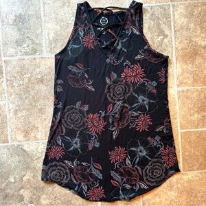Maurices Medium Floral Criss Cross Tank Top